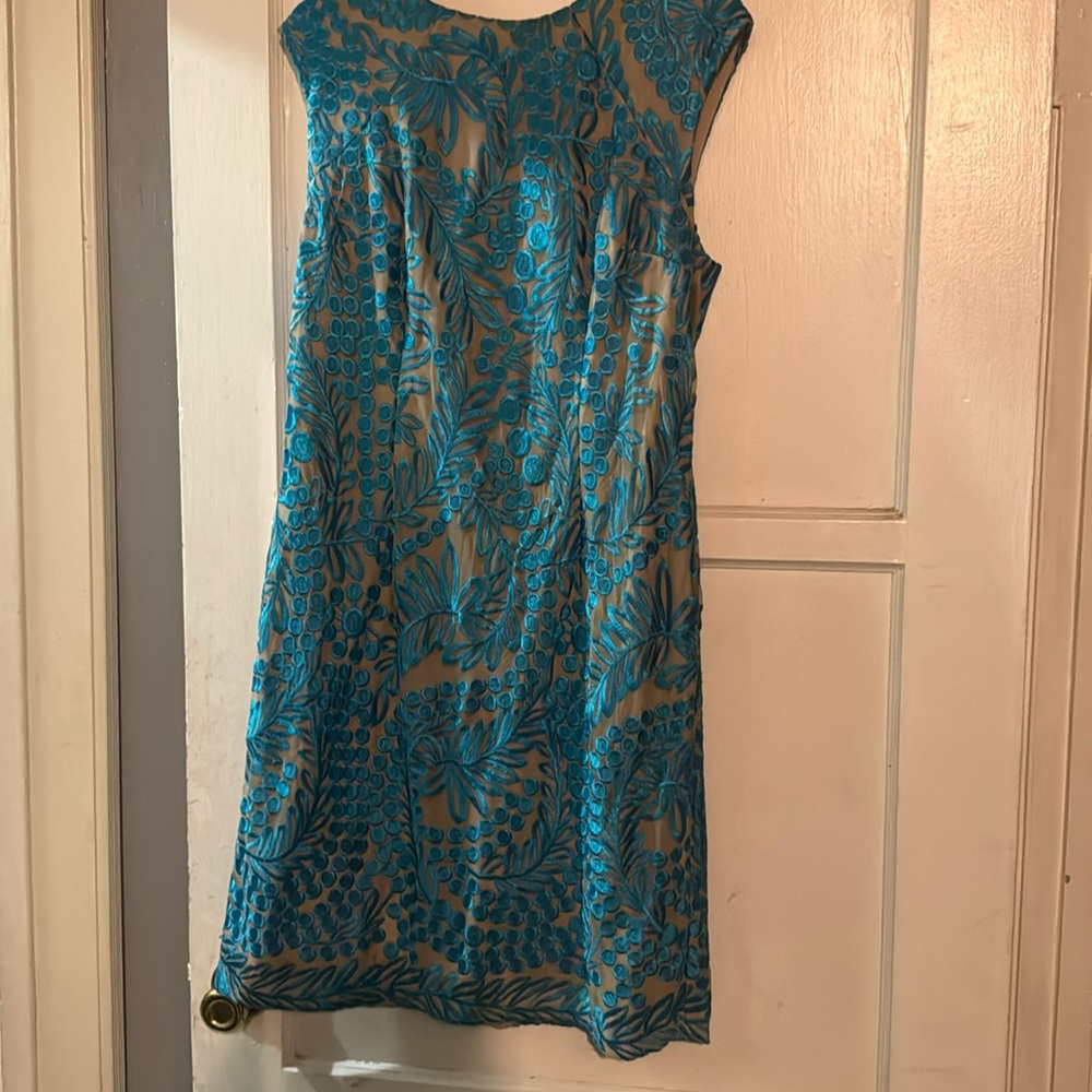 Dress aqua and tan
